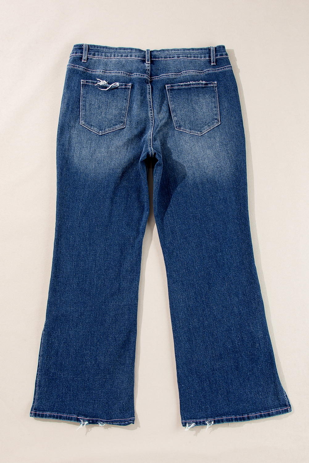 Plus Size Dirty blue  High Waist Side Slits Flare Jeans