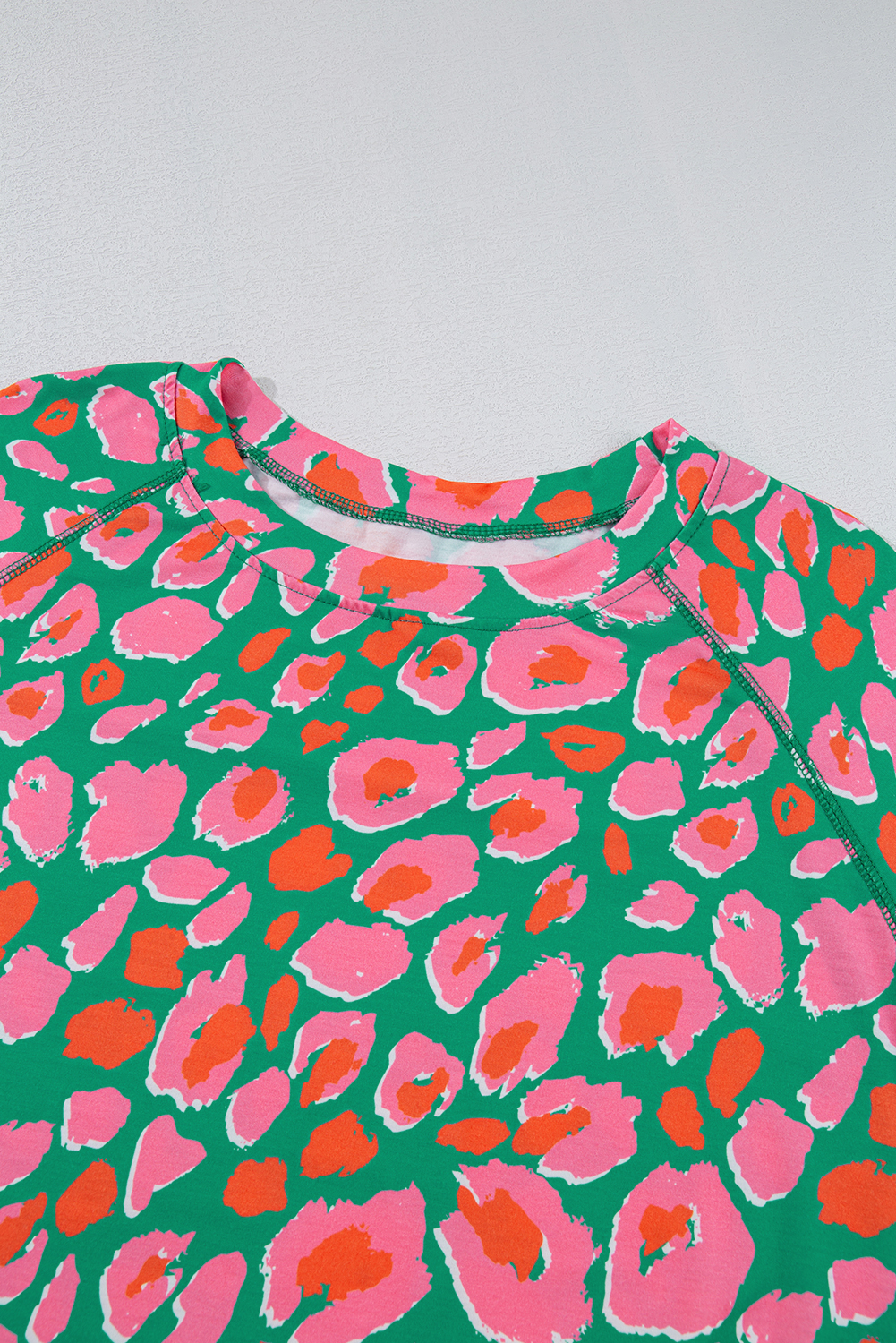 Plus Size Green  Printed Long Sleeve and Pants Lounge Set