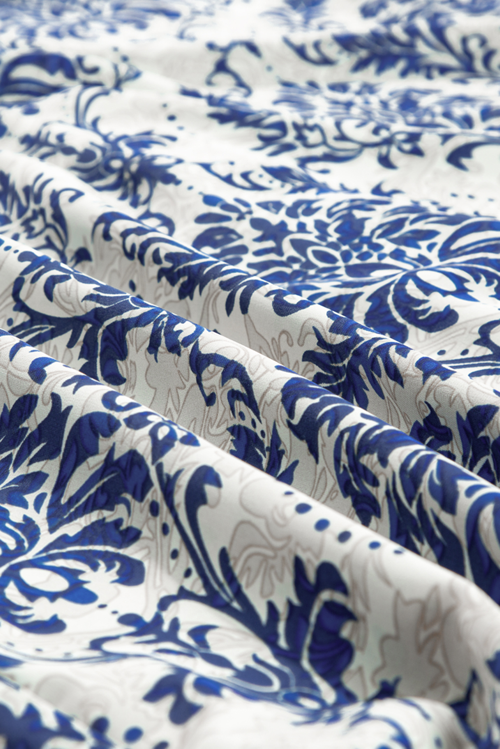 Plus Size Sky Blue Tribal Pattern Print Notch Neck Buttoned  Shirt