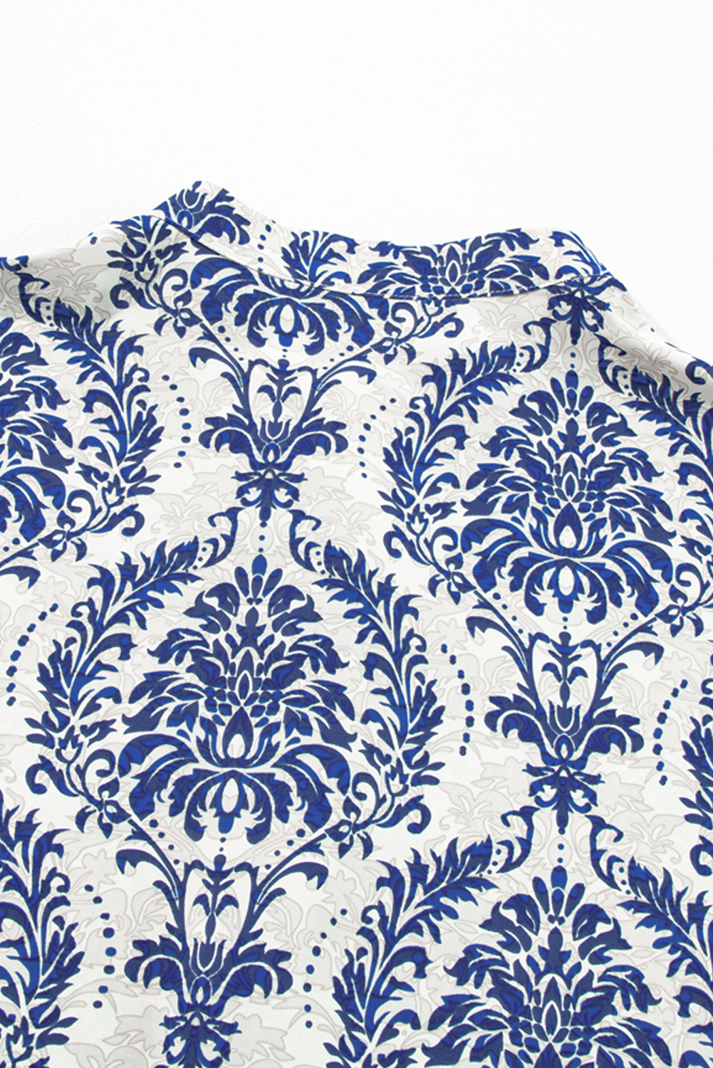 Plus Size Sky Blue Tribal Pattern Print Notch Neck Buttoned  Shirt