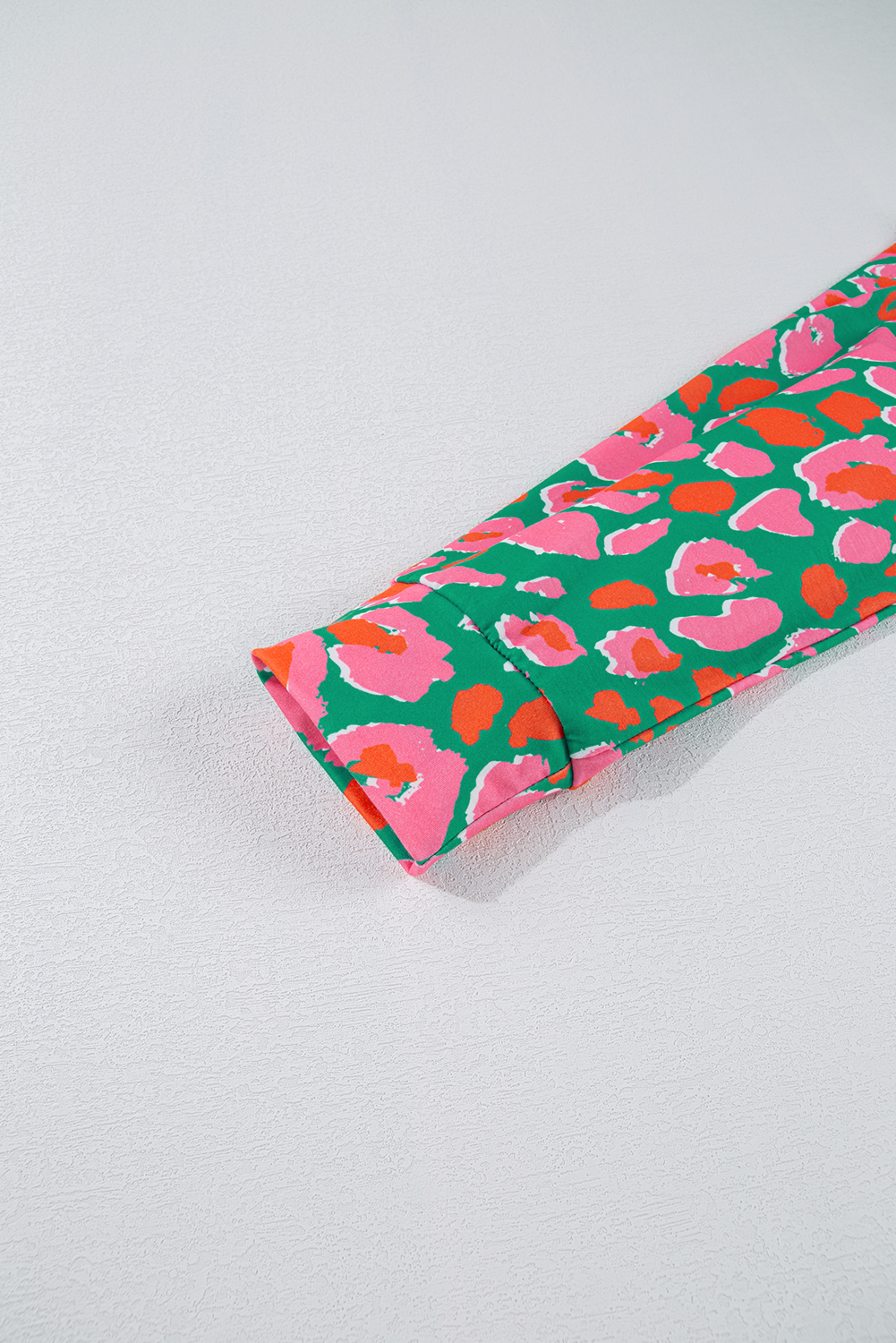 Plus Size Green  Printed Long Sleeve and Pants Lounge Set