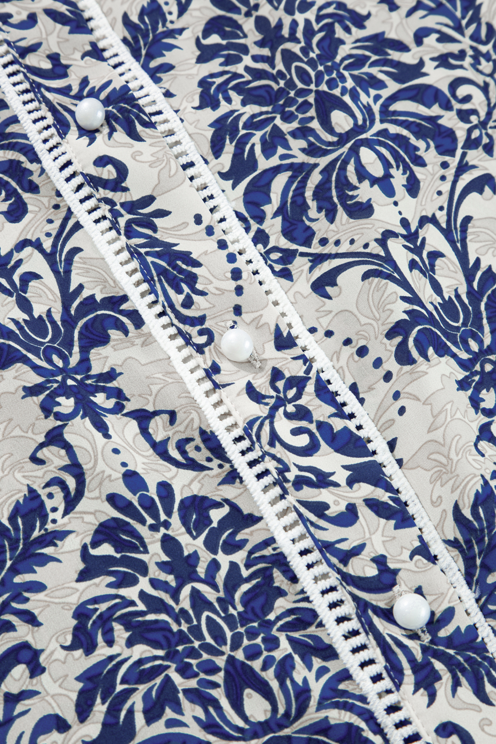 Plus Size Sky Blue Tribal Pattern Print Notch Neck Buttoned  Shirt