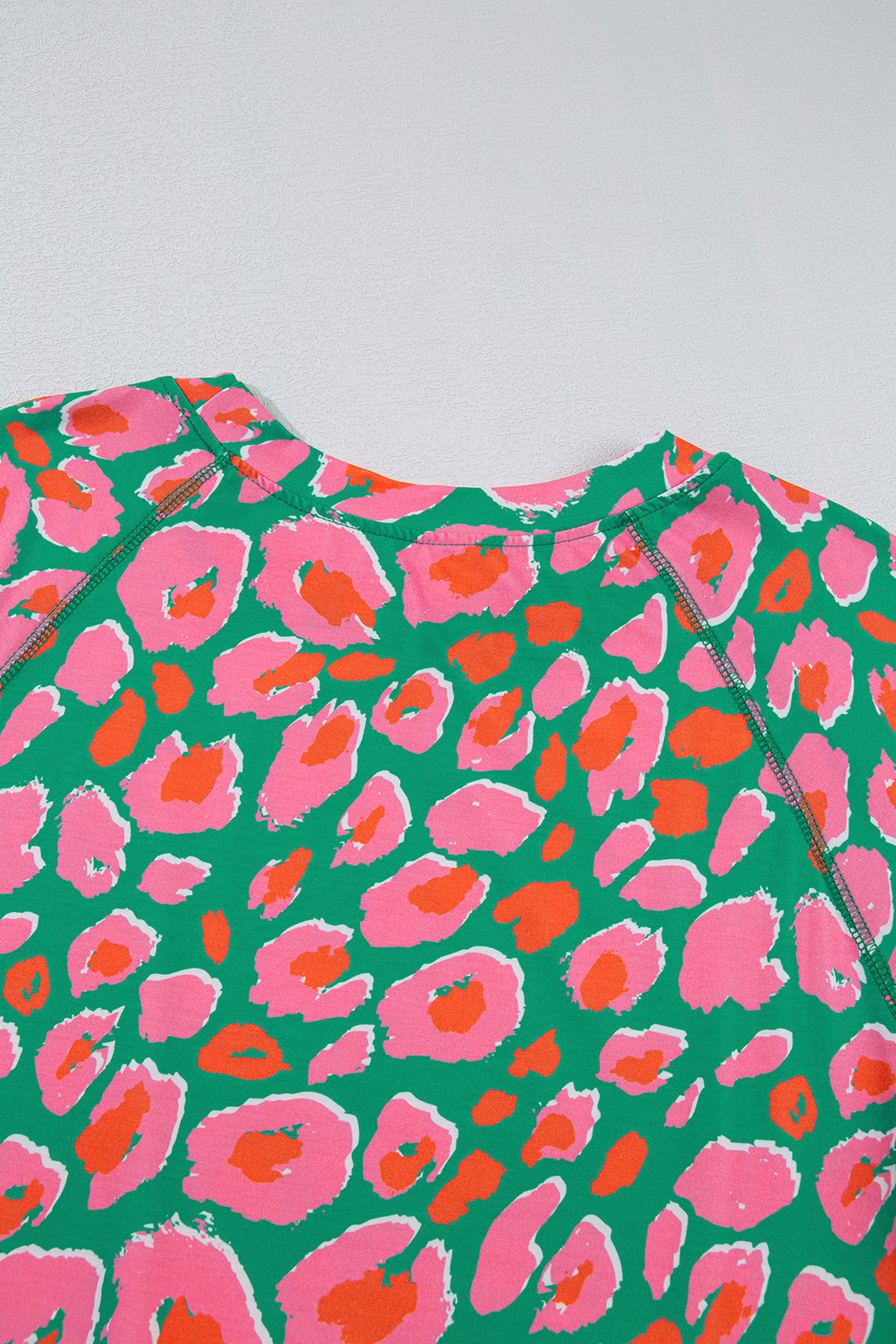 Plus Size Green  Printed Long Sleeve and Pants Lounge Set