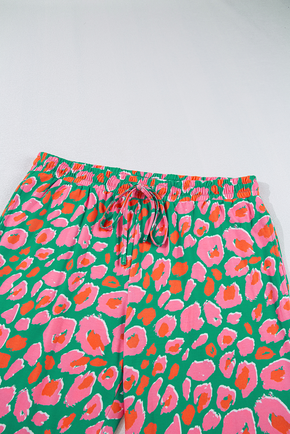 Plus Size Green  Printed Long Sleeve and Pants Lounge Set