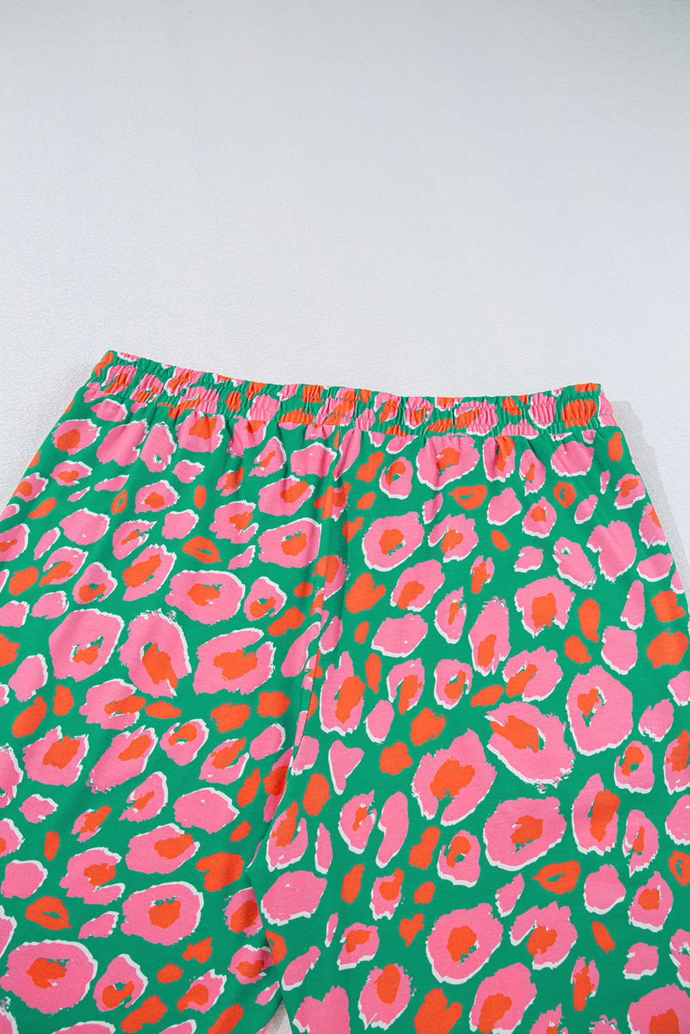 Plus Size Green  Printed Long Sleeve and Pants Lounge Set