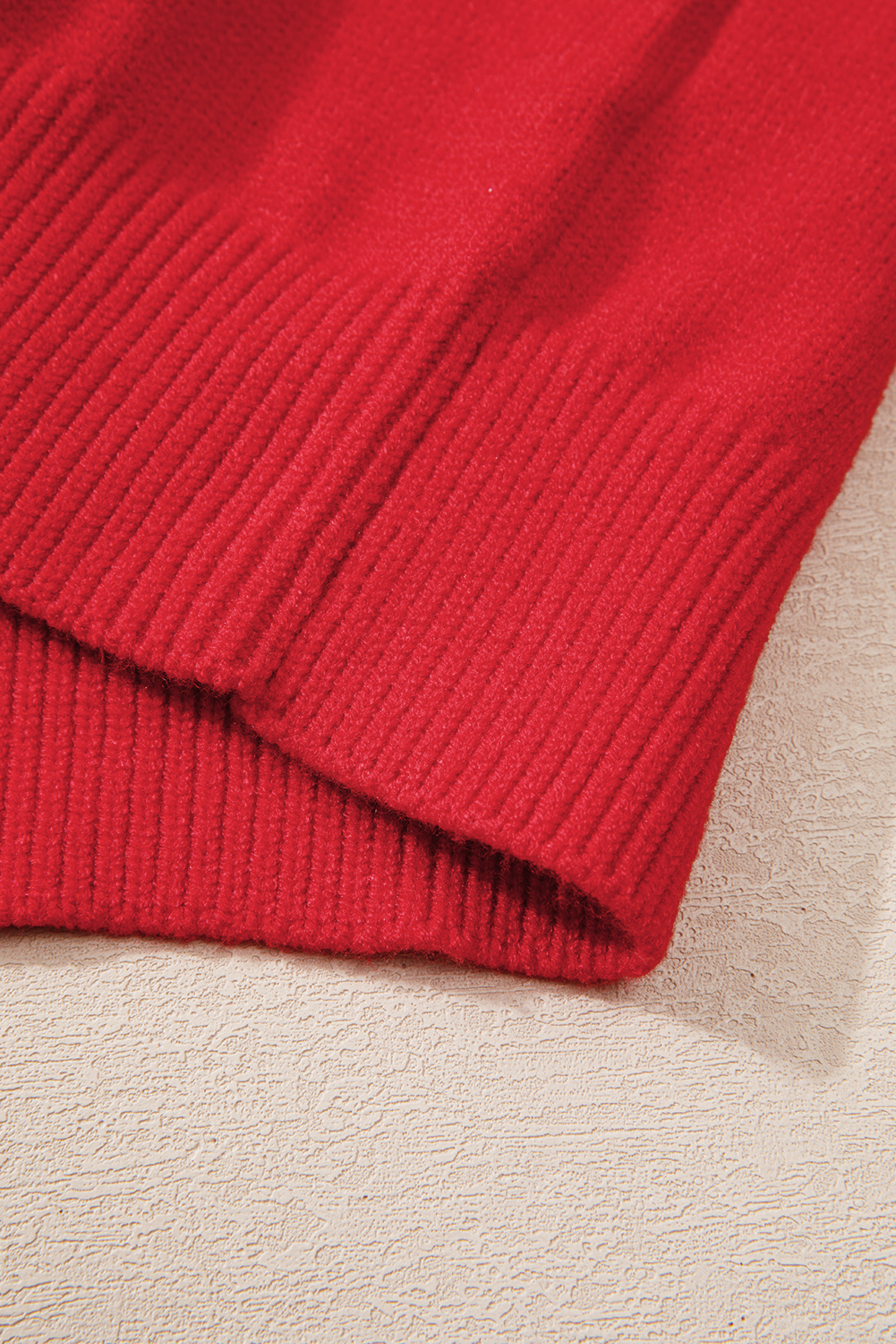 Plus Size Fiery Red Tinsel merry Pattern Drop Shoulder  Sweater