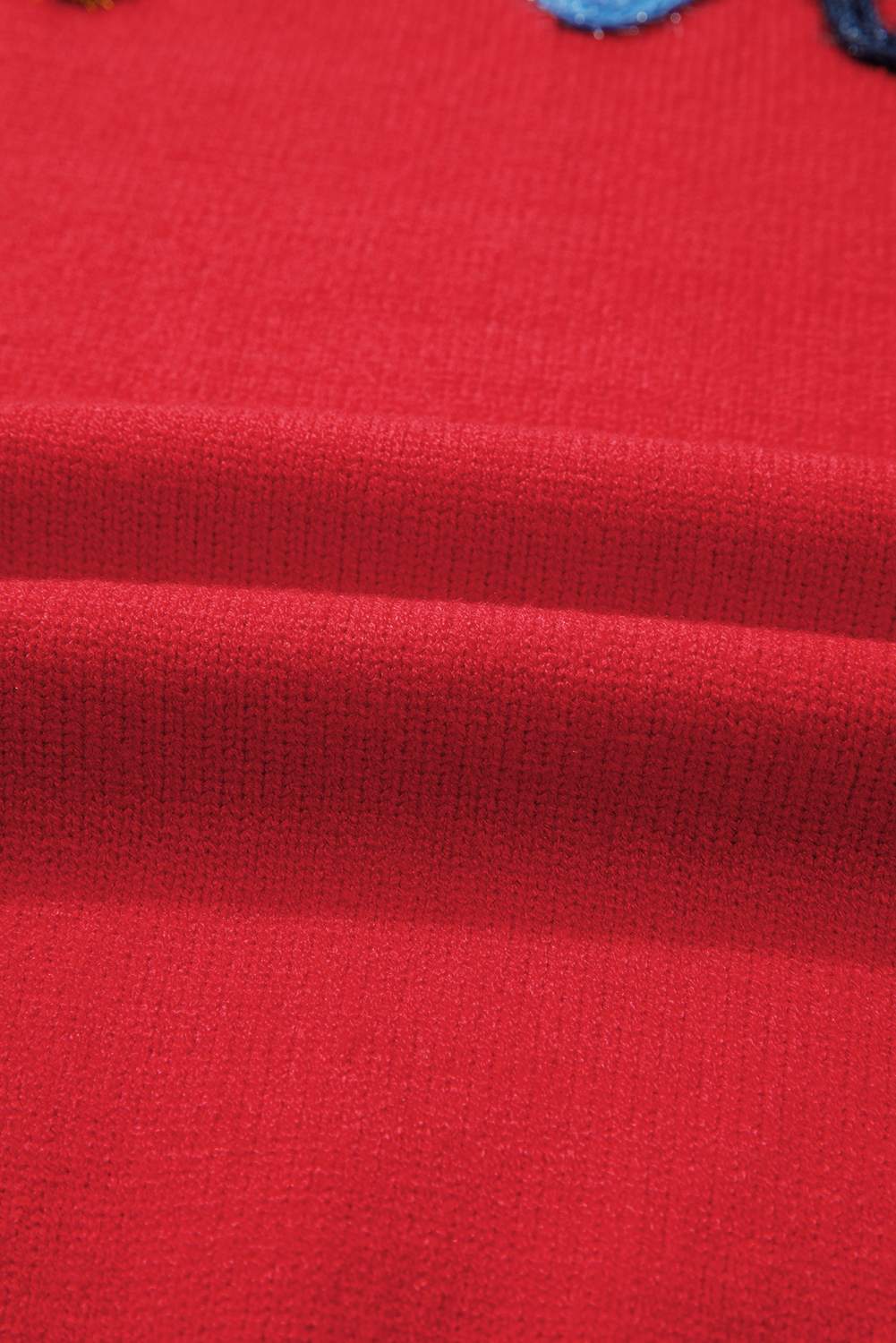 Plus Size Fiery Red Tinsel merry Pattern Drop Shoulder  Sweater