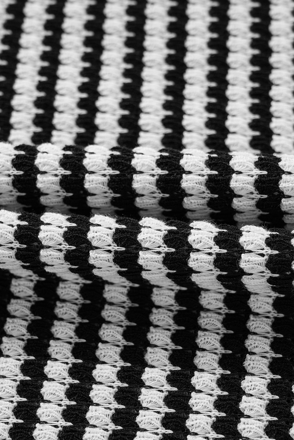 Plus Size Black Stripe Drop Shoulder Puff Long Sleeve O Neck  T Shirt