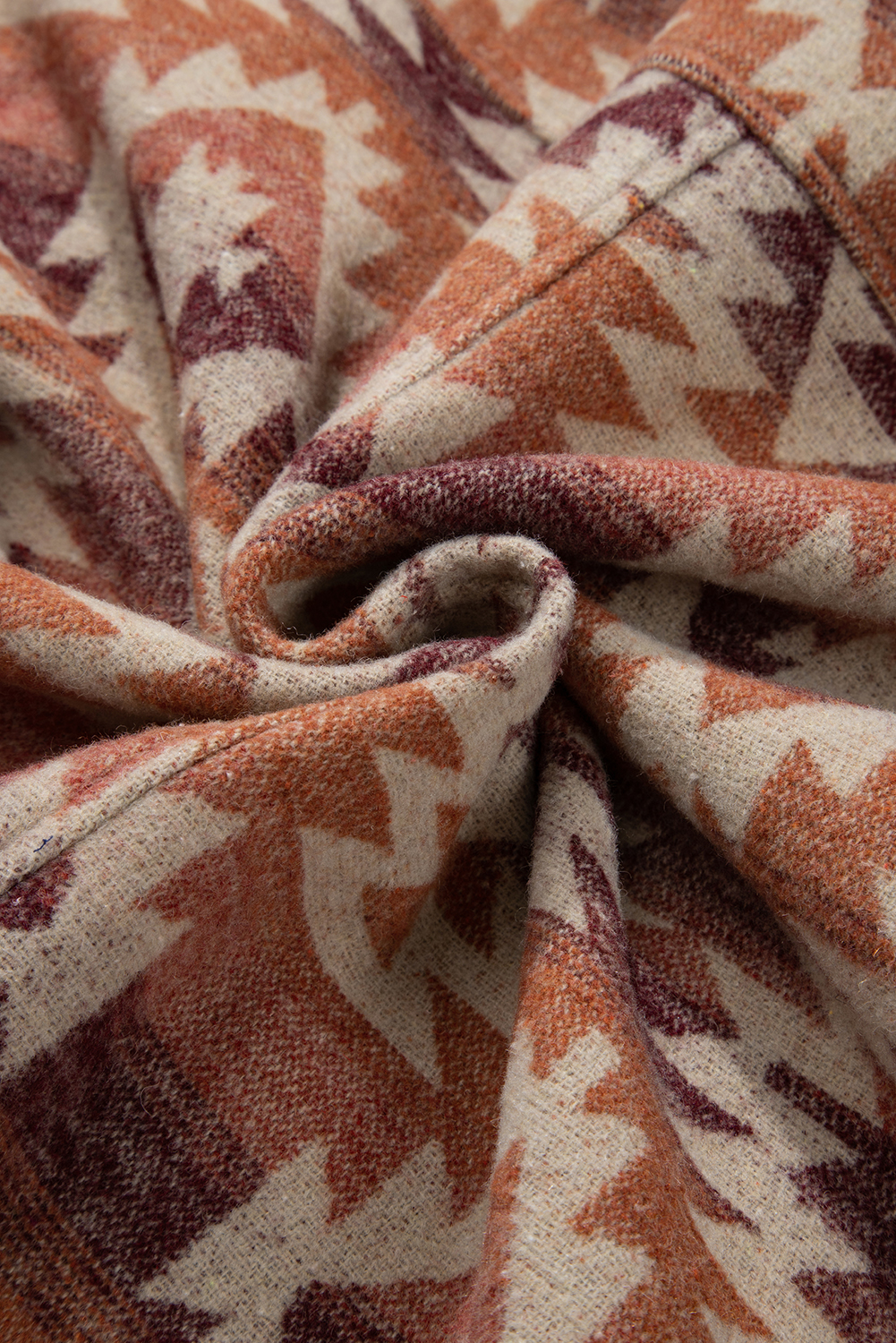 Plus Size Red  Western Fashion Aztec Patterned Half Zip High Neck Hoodie