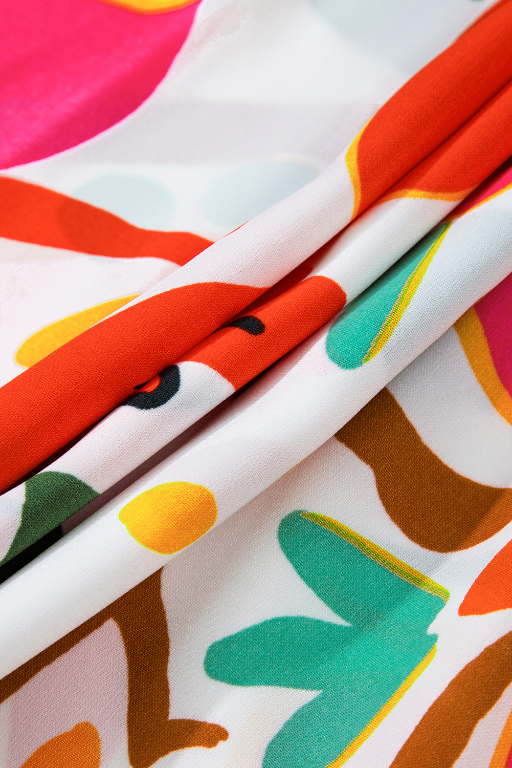 Plus Size Orange Floral Print Drawstring V Neck Tiered  Dress