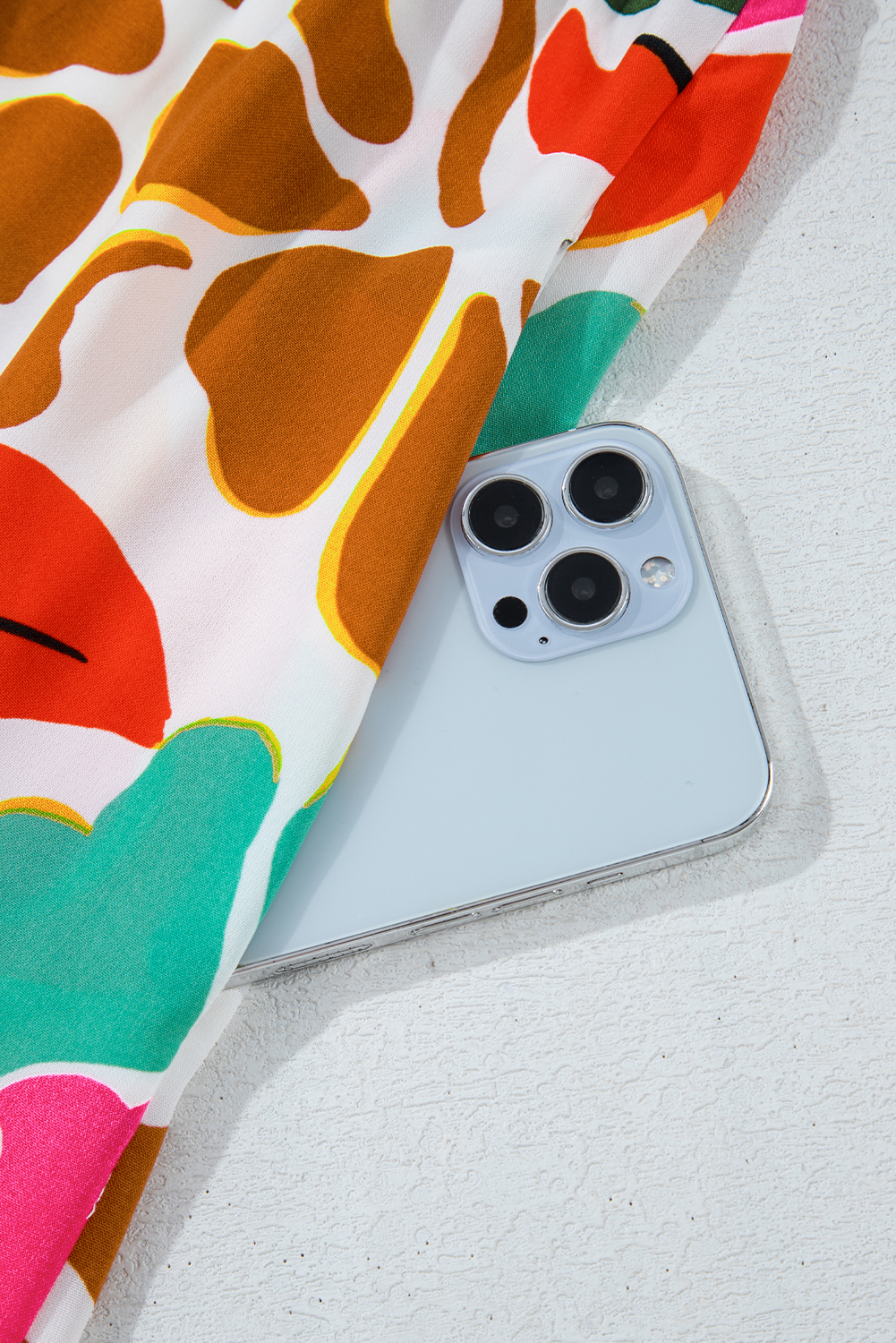 Plus Size Orange Floral Print Drawstring V Neck Tiered  Dress