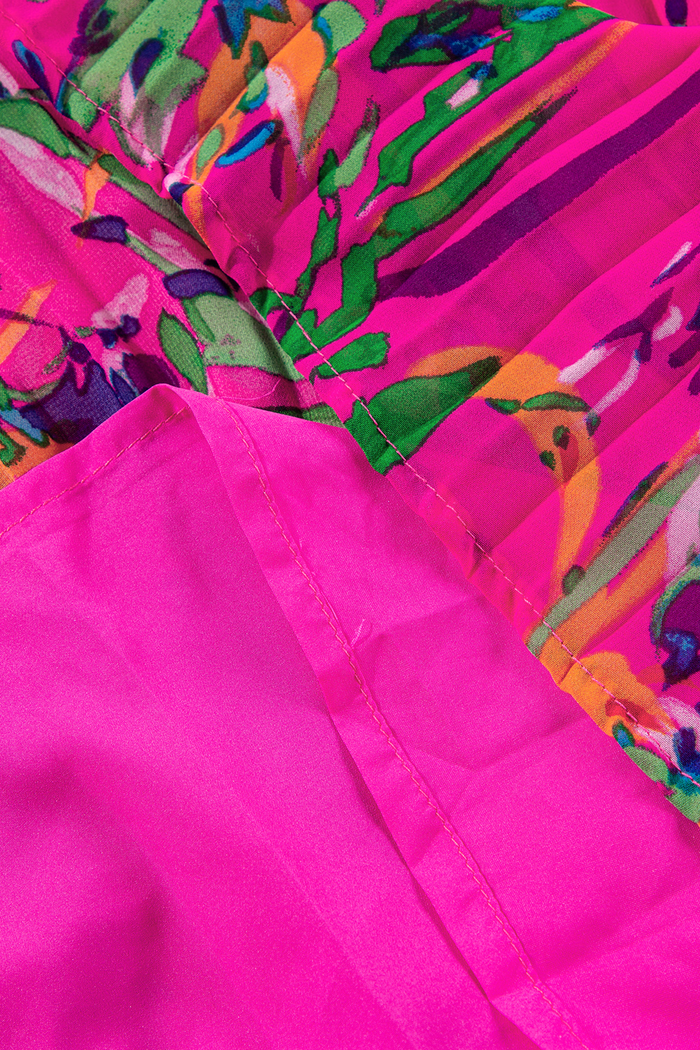 Plus Size Rose  Abstract Floral Print Pleated Loose Dress