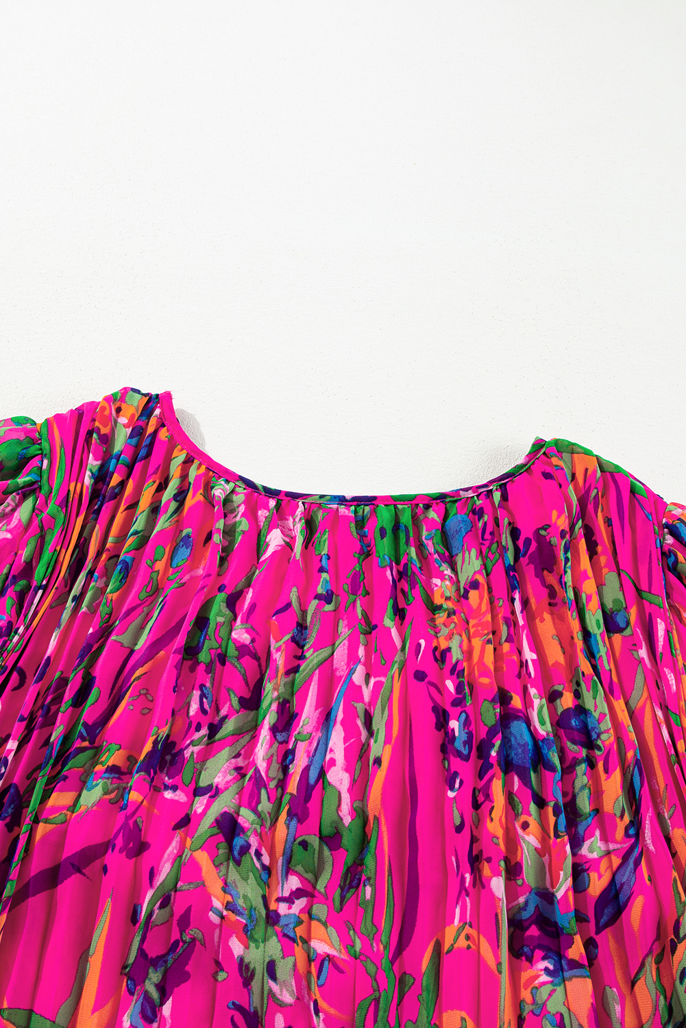 Plus Size Rose  Abstract Floral Print Pleated Loose Dress