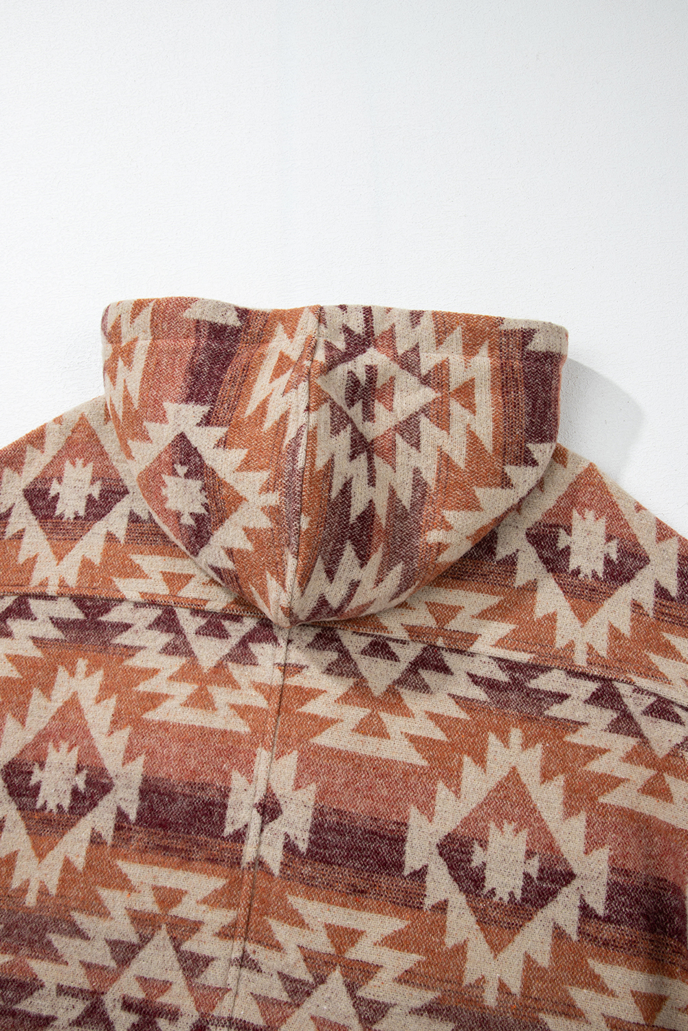 Plus Size Red  Western Fashion Aztec Patterned Half Zip High Neck Hoodie