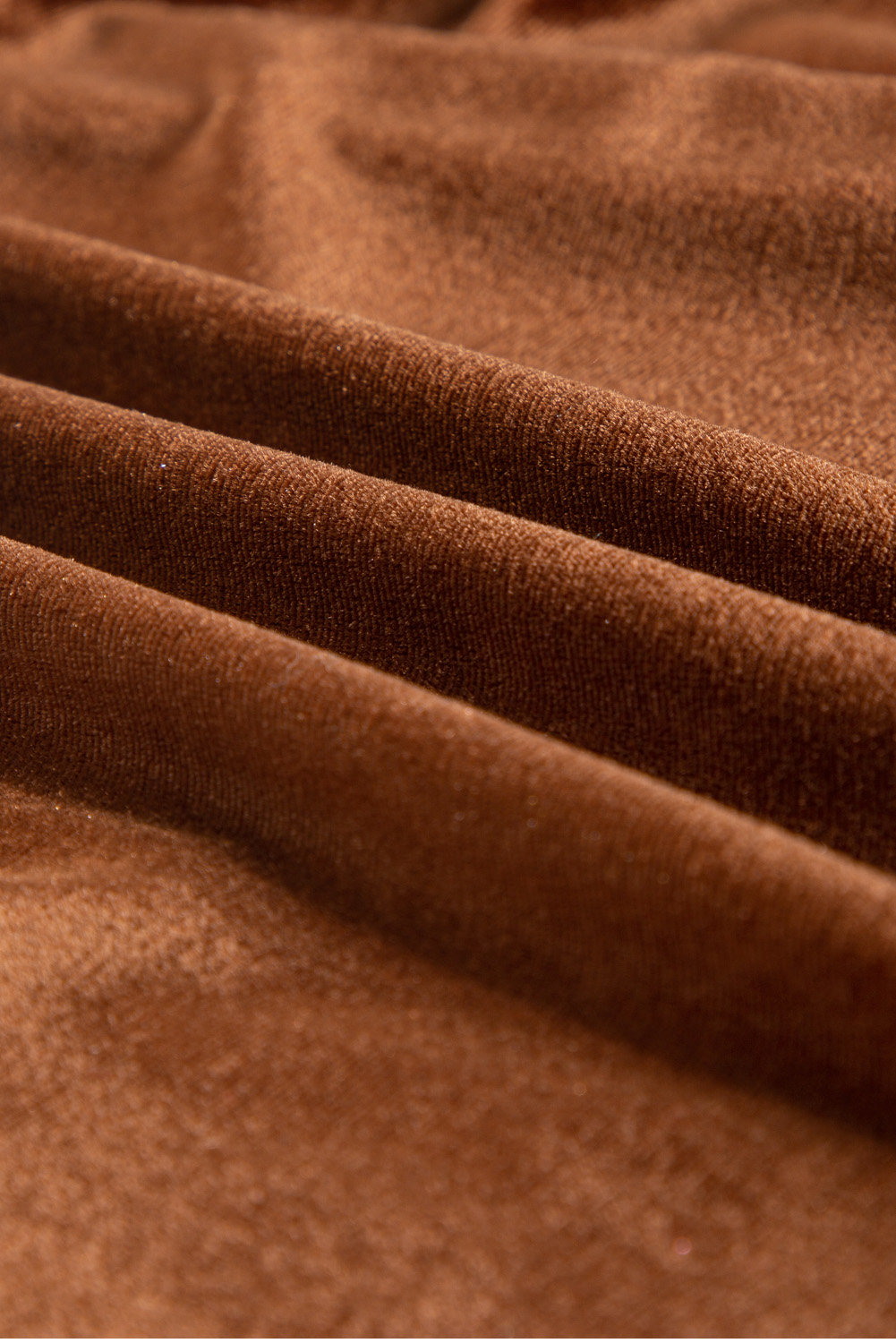 Plus Size Chestnut  Velvet Chest Pocket Drop Shoulder Shirt