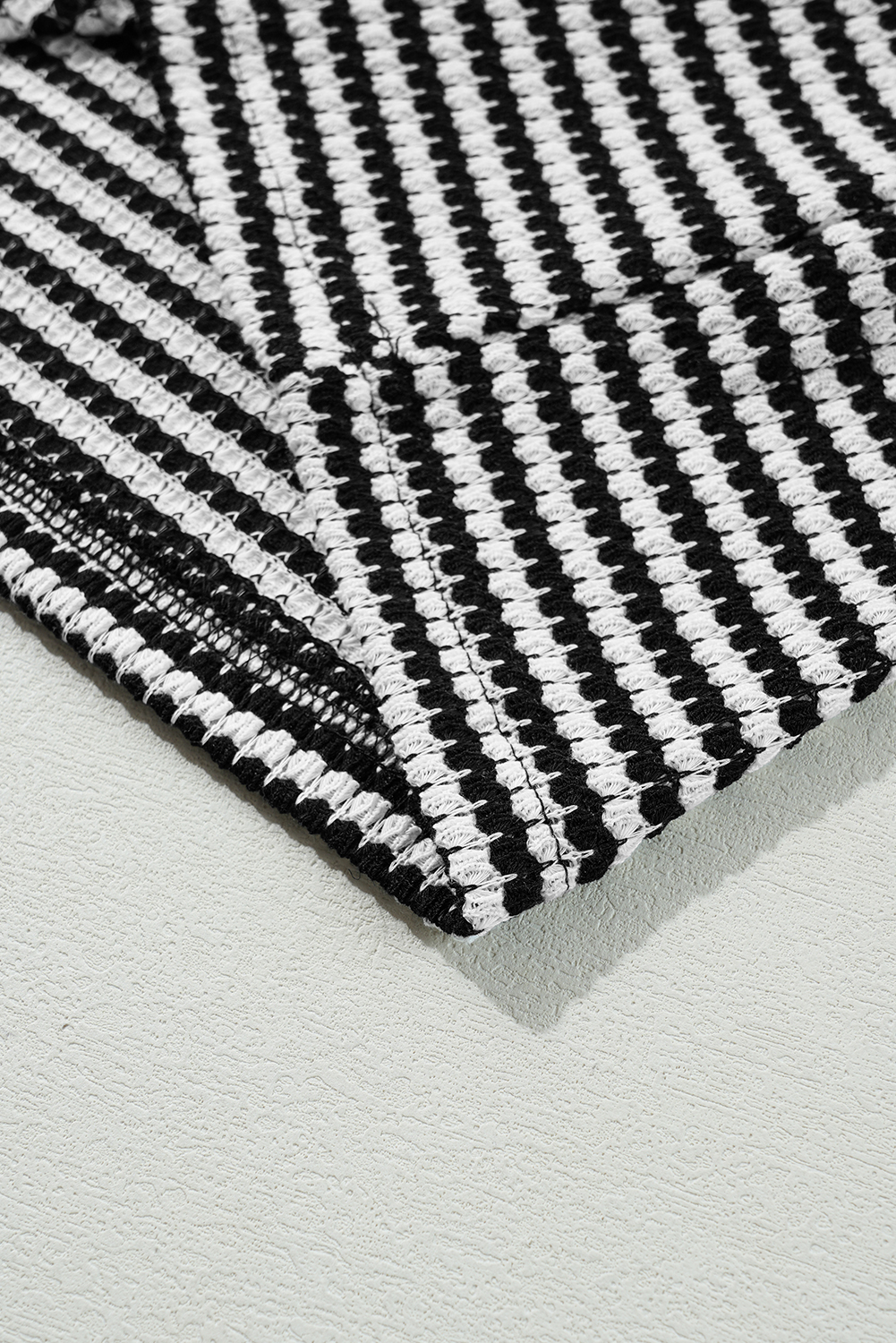 Plus Size Black Stripe Drop Shoulder Puff Long Sleeve O Neck  T Shirt