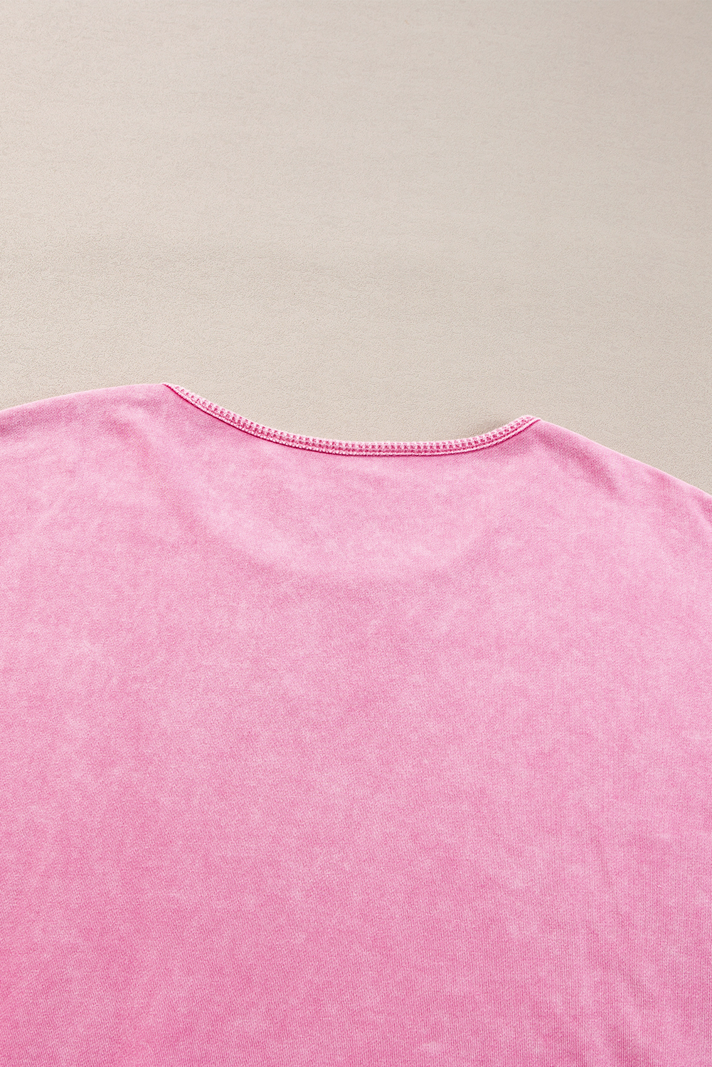 Plus Size Pink  Mineral Wash Drop Shoulder Round Neck Sweatshirt