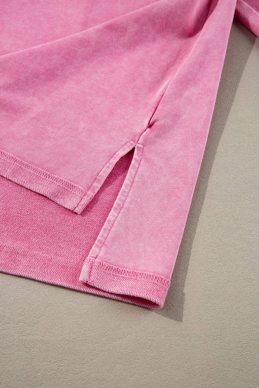 Plus Size Pink  Mineral Wash Drop Shoulder Round Neck Sweatshirt