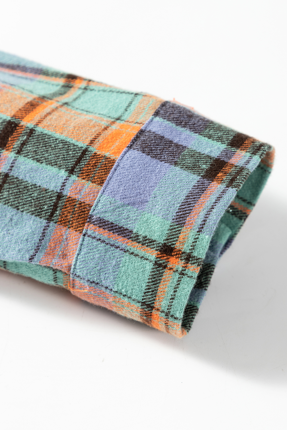 Plus Size Orange  Plaid Print Buttoned Shirt