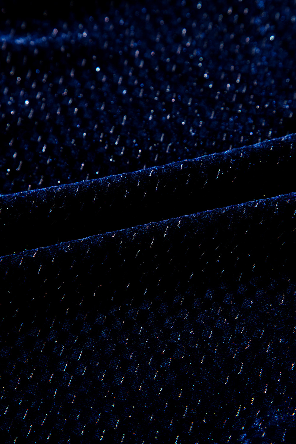 Plus Size Navy Blue  Textured Velvet Tiered Button V Neck Dress