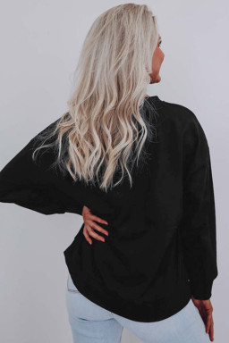 Plus Size Black Tinsel Merry & Bright Round Neck  Sweater