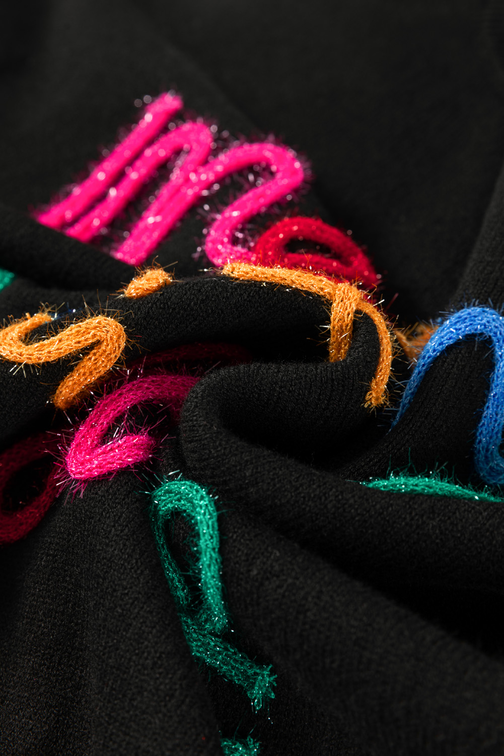 Plus Size Black Tinsel Merry & Bright Round Neck  Sweater