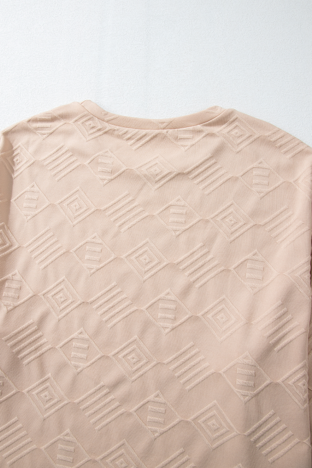 Plus Size Parchment  Textured Drop Shoulder Crew Neck Sweatshirt