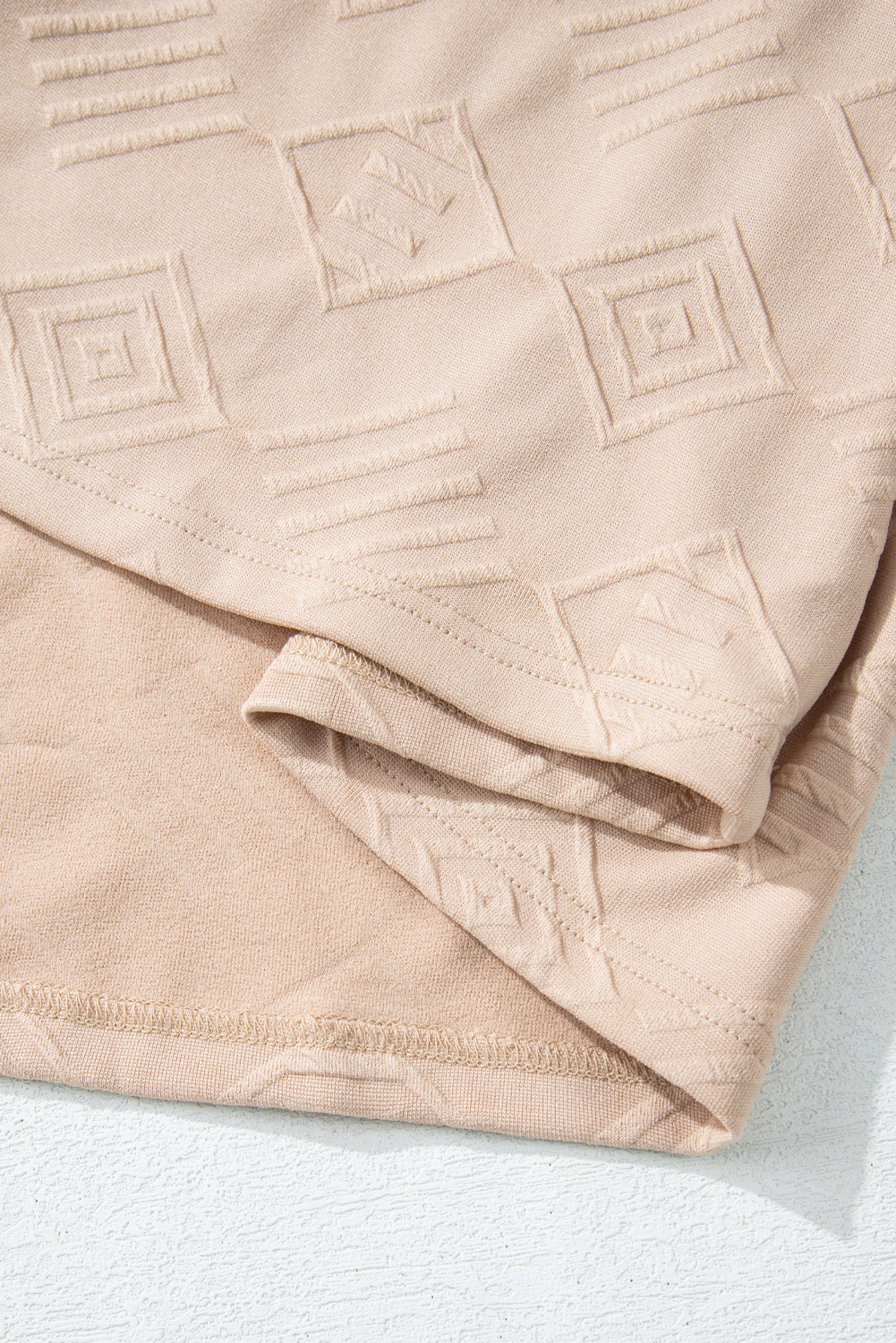 Plus Size Parchment  Textured Drop Shoulder Crew Neck Sweatshirt