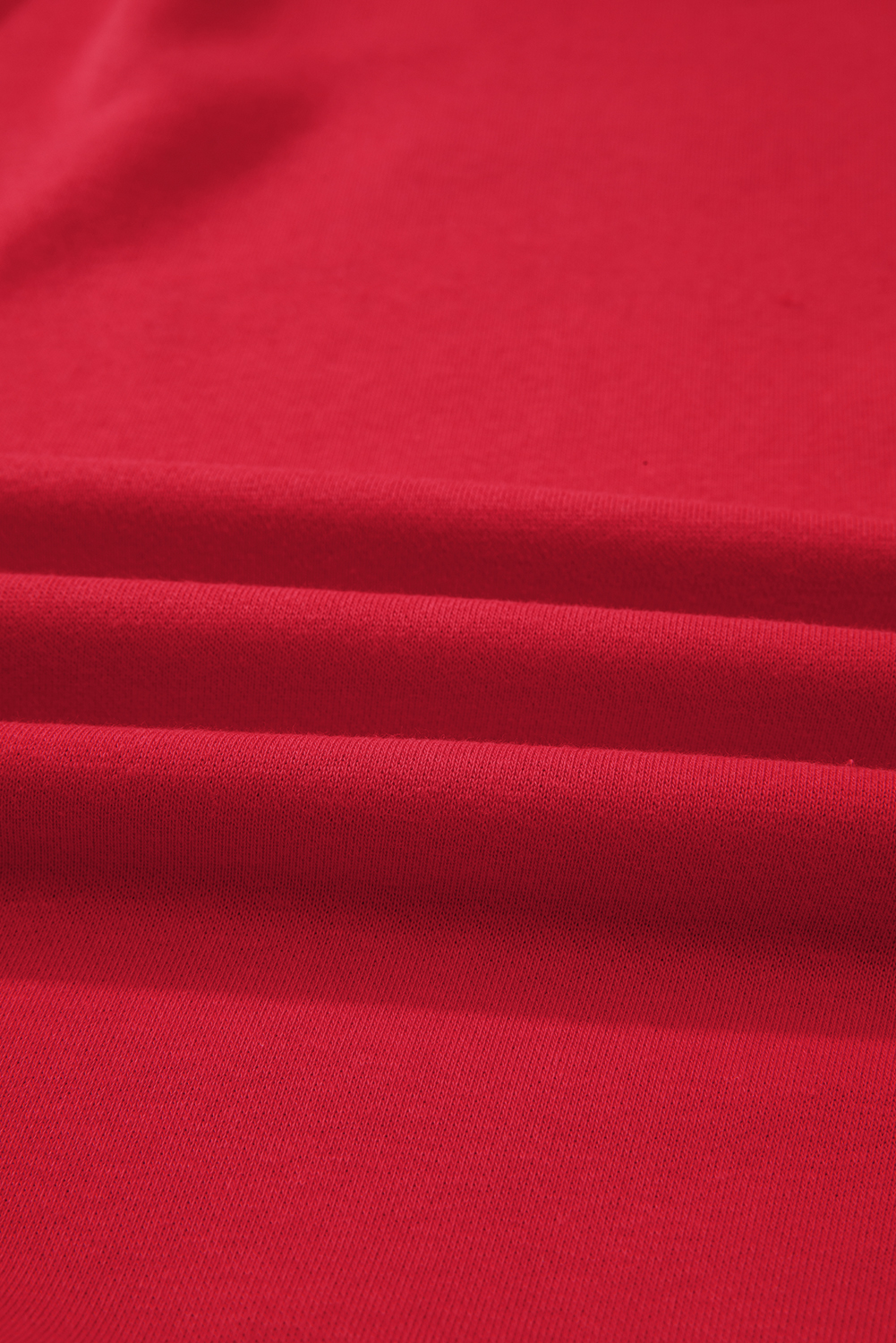 Plus Size Racing Red Solid Crew Neck Drop Shoulder  Sweatshirt