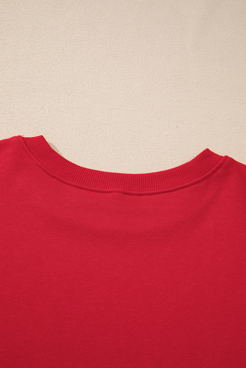 Plus Size Racing Red Solid Crew Neck Drop Shoulder  Sweatshirt