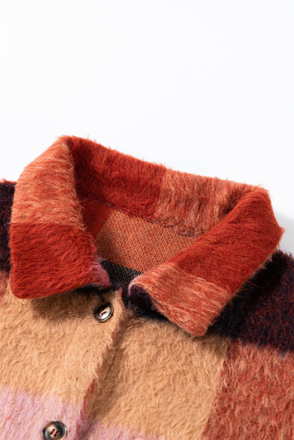 Plus Size Orange Plaid Print Flap Pockets Buttoned Casual  Jacket