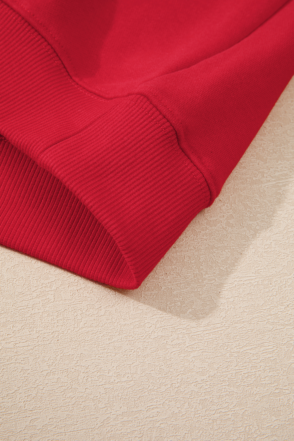 Plus Size Racing Red Solid Crew Neck Drop Shoulder  Sweatshirt