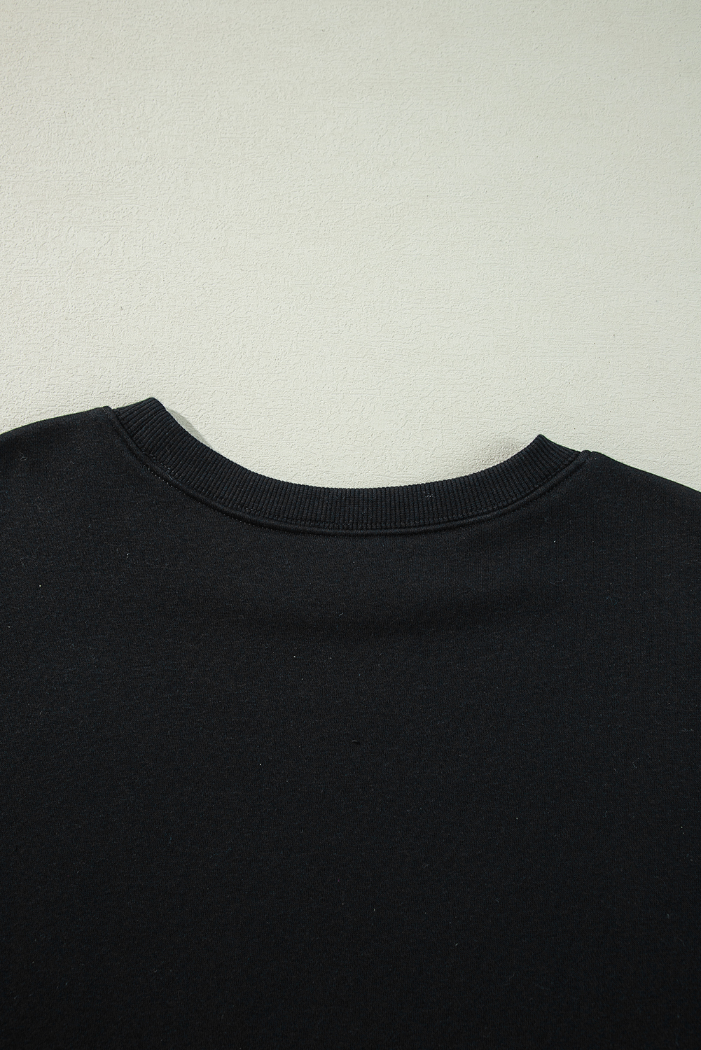 Plus Size Black Solid Crew Neck Drop Shoulder  Sweatshirt