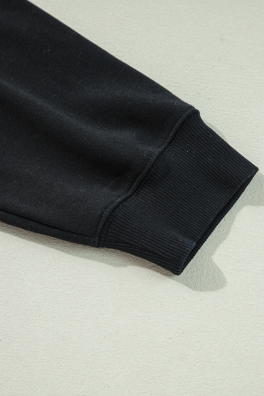 Plus Size Black Solid Crew Neck Drop Shoulder  Sweatshirt