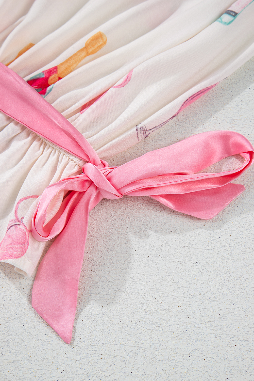 Plus Size White  Wine Glass Print Bow Knot Pajama Set