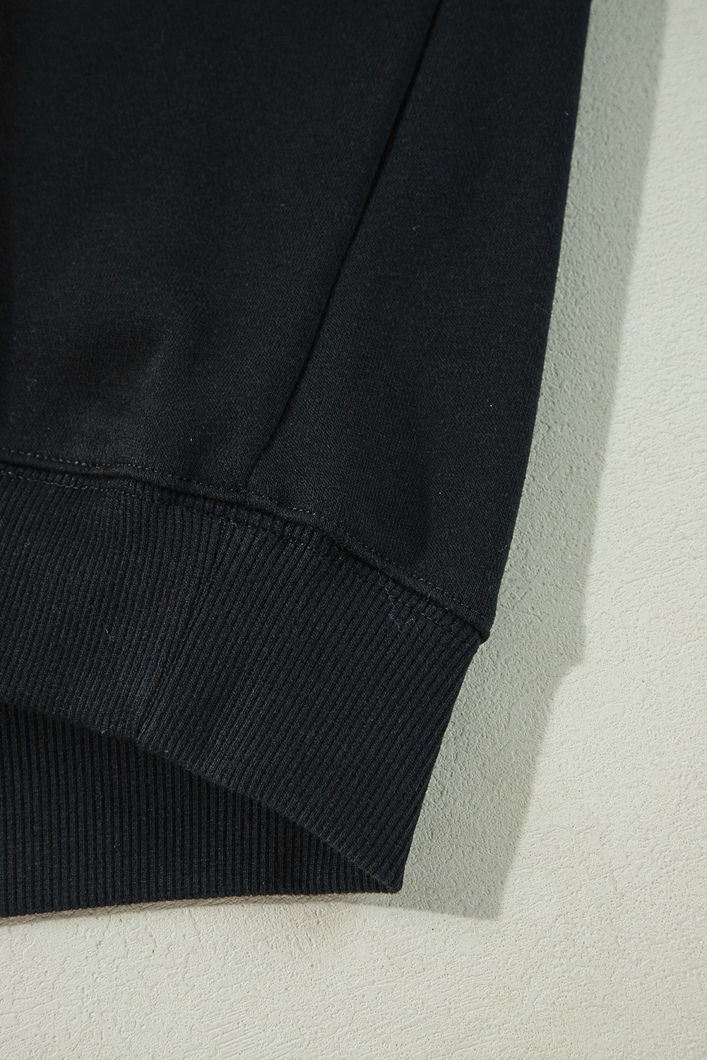 Plus Size Black Solid Crew Neck Drop Shoulder  Sweatshirt