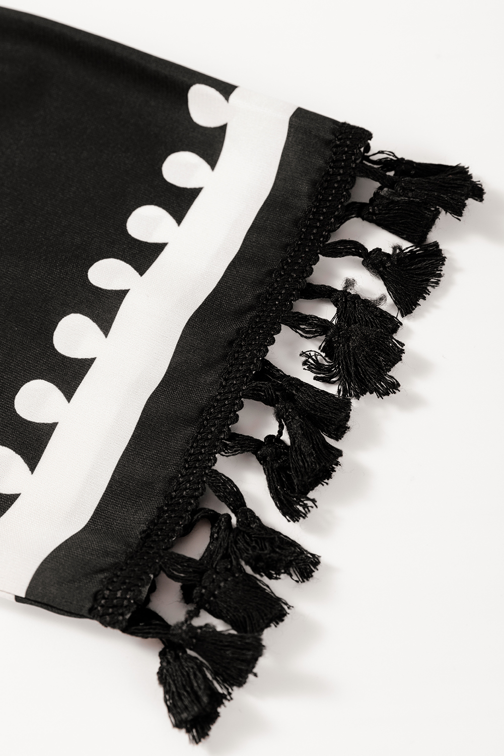 Plus Size Black  Western Floral Print Fringed V Neck Dress