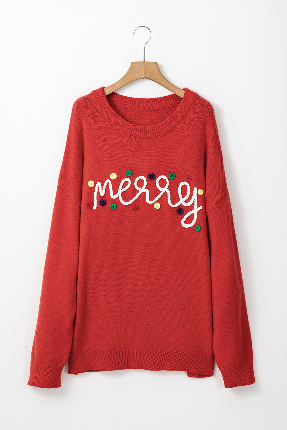 Plus Size Fiery Red Merry Graphic Christmas  Sweater