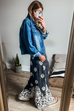 Plus Size Black  Geometric Ethnic Print Drawstring Wide Leg Pants