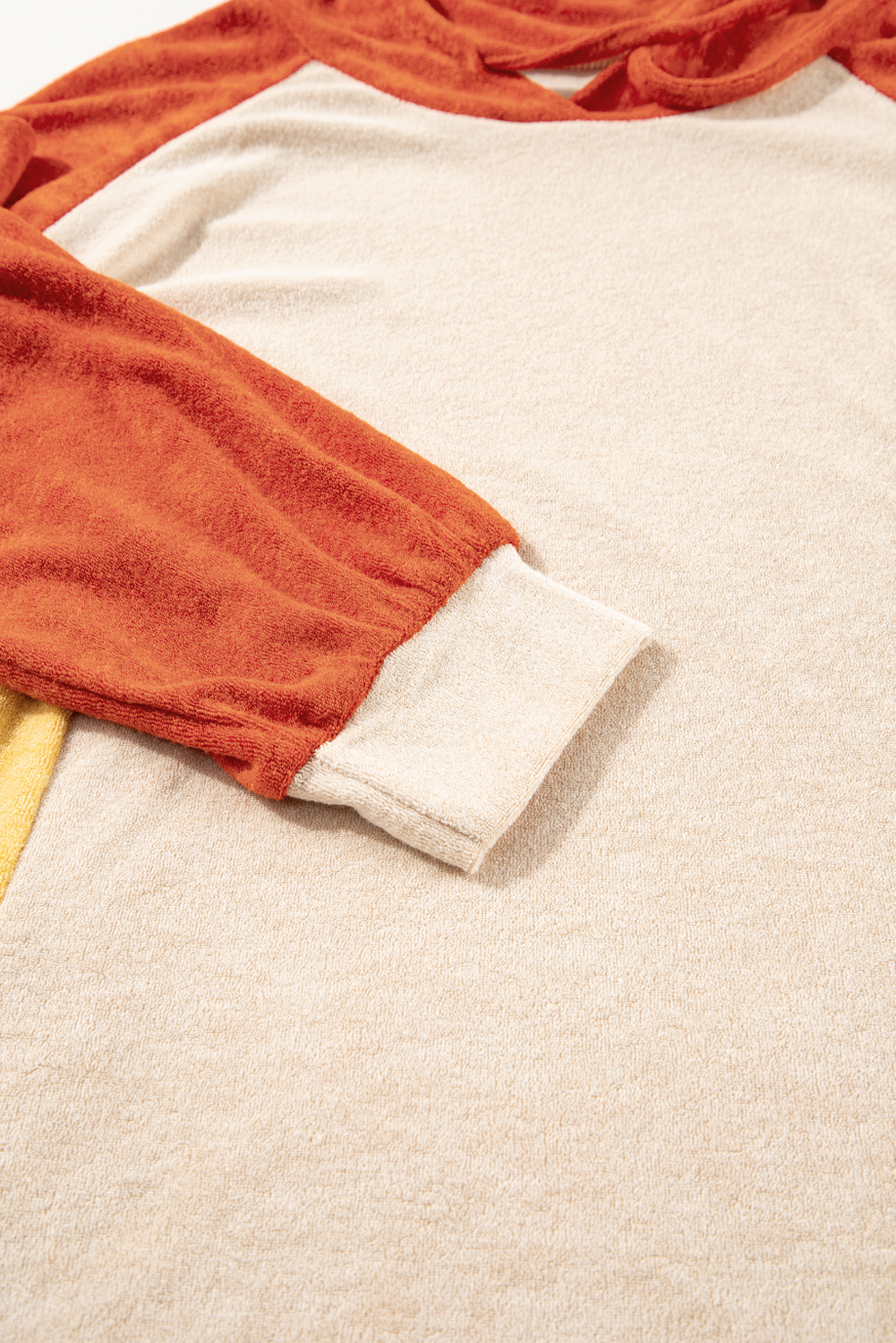 Plus Size Orange  Colorblock Raglan Hoodie with Pockets