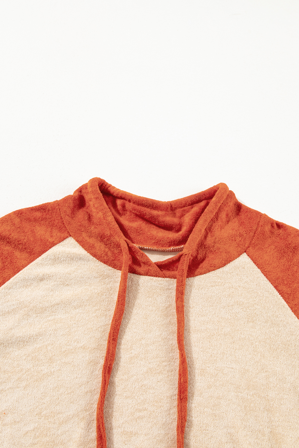 Plus Size Orange  Colorblock Raglan Hoodie with Pockets