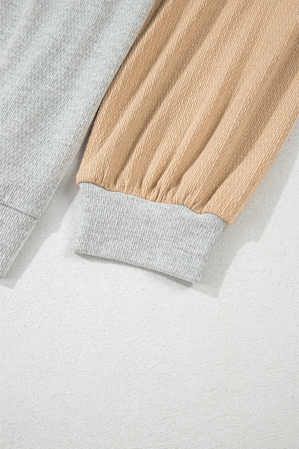 Plus Size Multicolour  Colorblock Drop Shoulder Ribbed Knit Hoodie