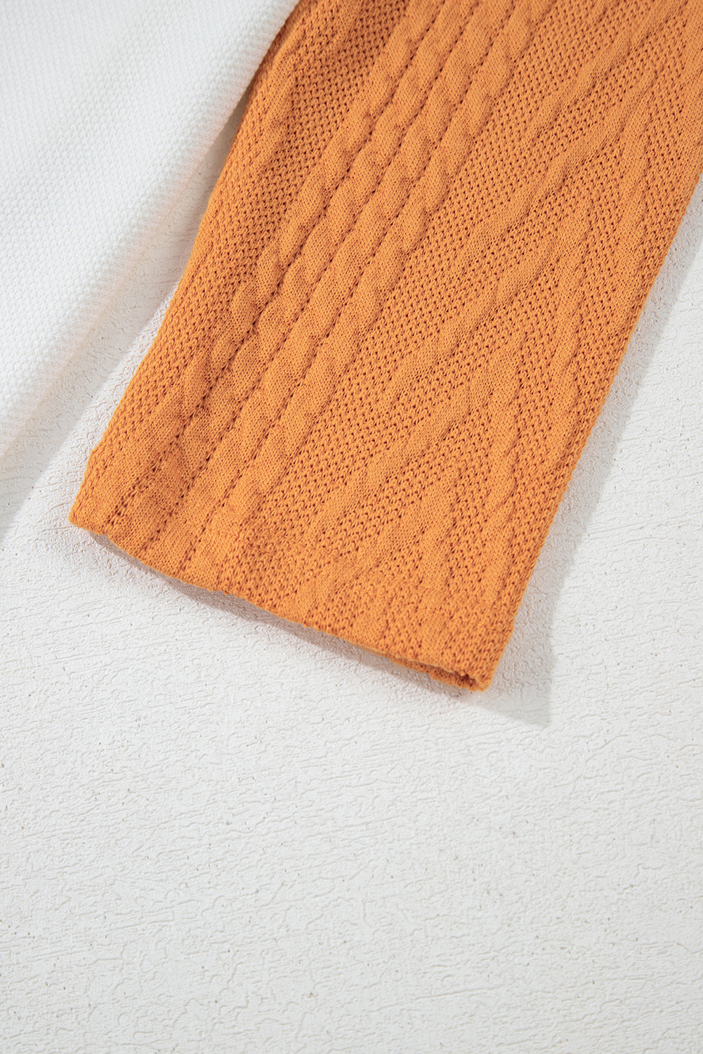 Plus Size Chestnut  Color Block Textured Patchwork Top with Pocket