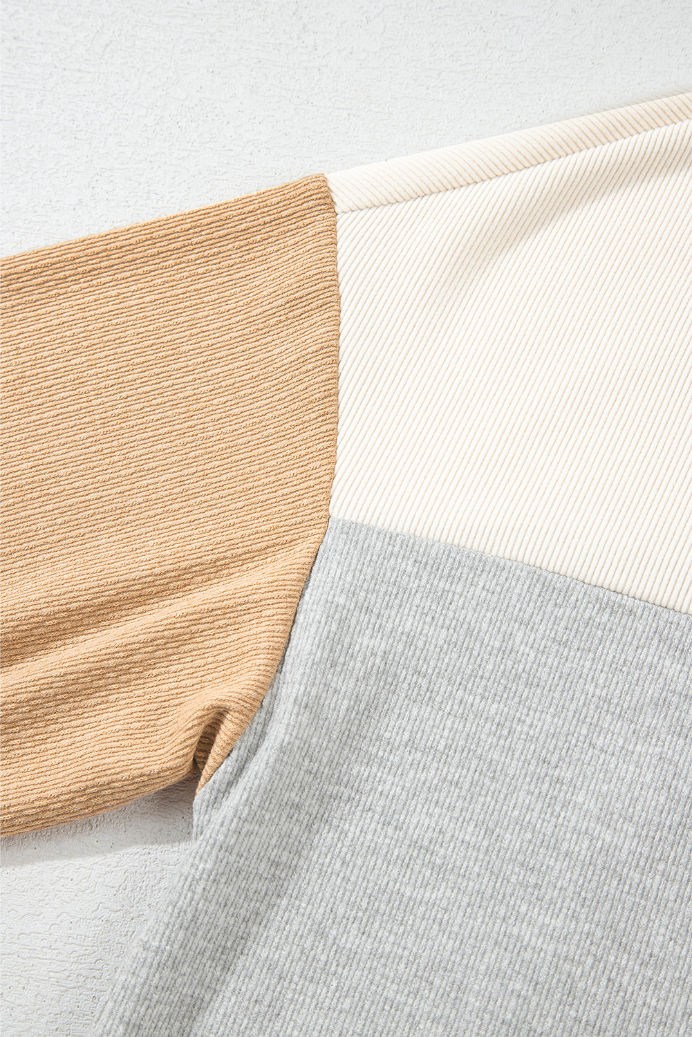 Plus Size Multicolour  Colorblock Drop Shoulder Ribbed Knit Hoodie