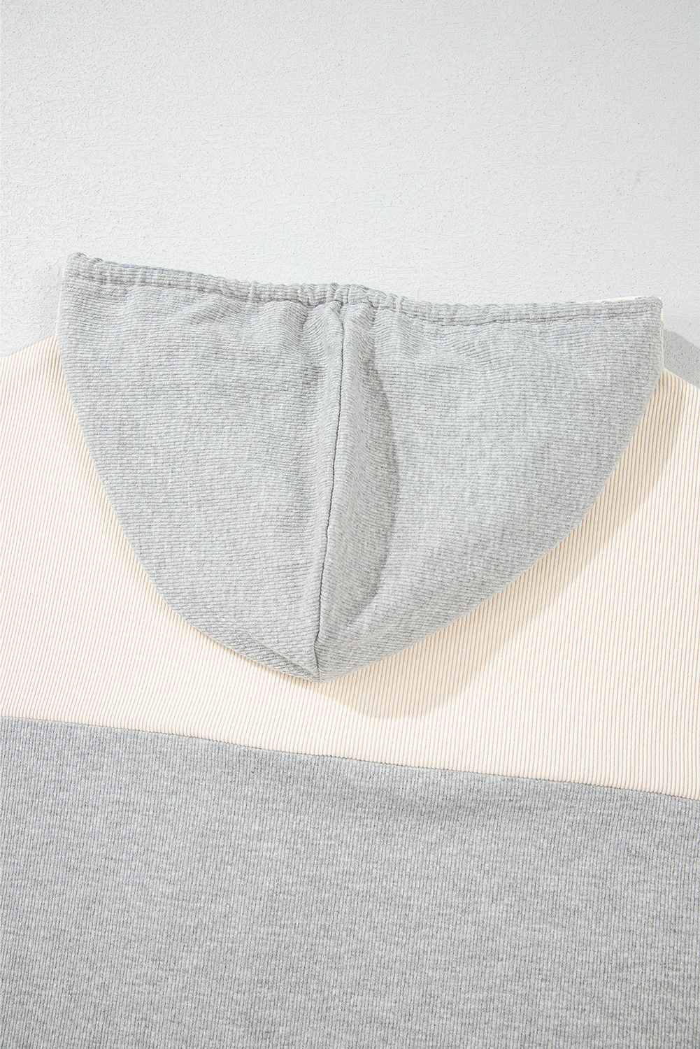 Plus Size Multicolour  Colorblock Drop Shoulder Ribbed Knit Hoodie