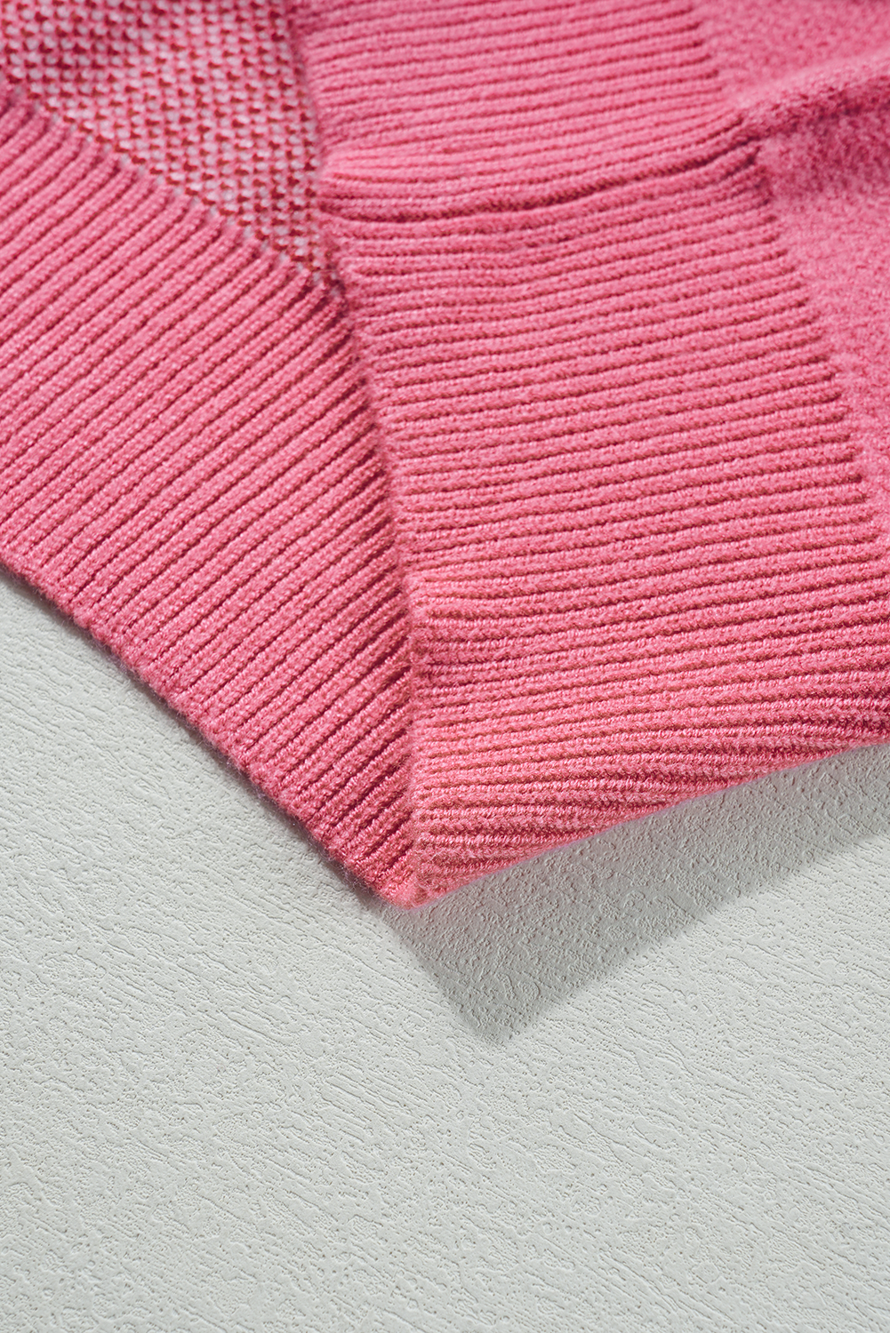 Plus Size Pink  Love Heart Block Mock Neck Lantern Sleeve Valentine Sweater