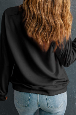 Plus Size Black Christmas Tree Pattern Drop Shoulder  Sweatshirt