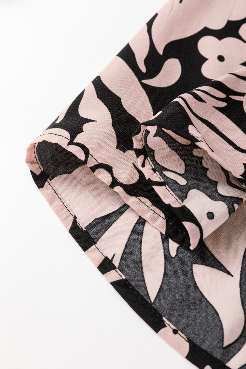 Plus Size Black  Floral Printed Puff Sleeve Collared Maxi Dress