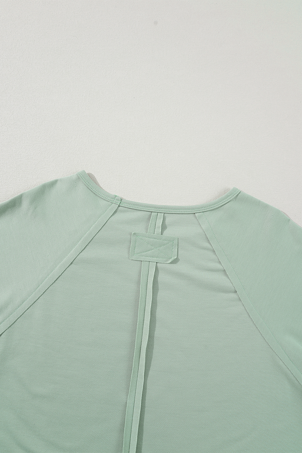 Smoke Green Flower Patchwork Raglan Sleeve Exposed Seam Oversized Top