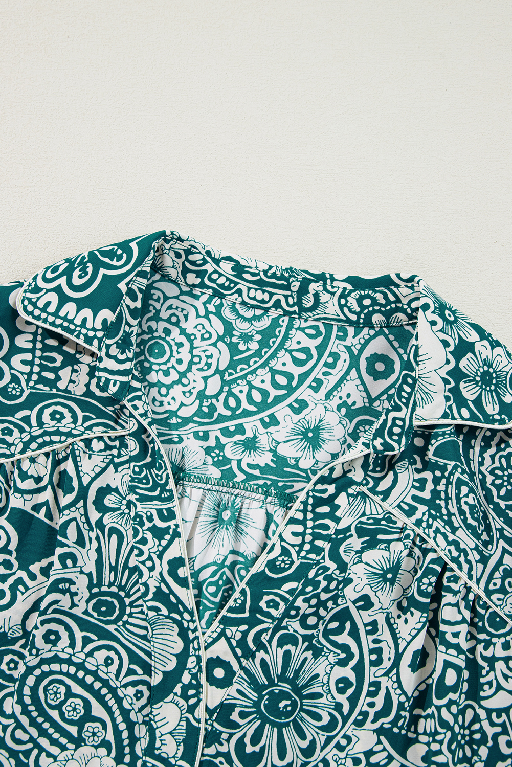 Plus Size Green Floral Flounce Sleeve Split Neck  Dress